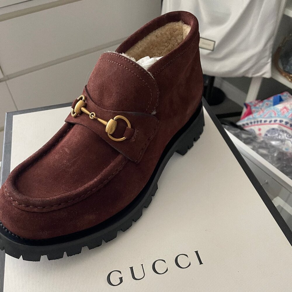 Gucci Horsebit Lug Sole Loafers Sherpa Lined